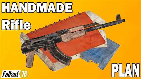 Handmade rifle plans fallout 76 - The powerful automatic receiver is a weapon mod for several ballistic weapons in Fallout 76. Weapon modifications will modify an existing weapon, and any modifications previously equipped on the weapon will be destroyed, not unequipped. Loose mods cannot be crafted. For modifications unlocked through scrapping, the corresponding weapon must be …